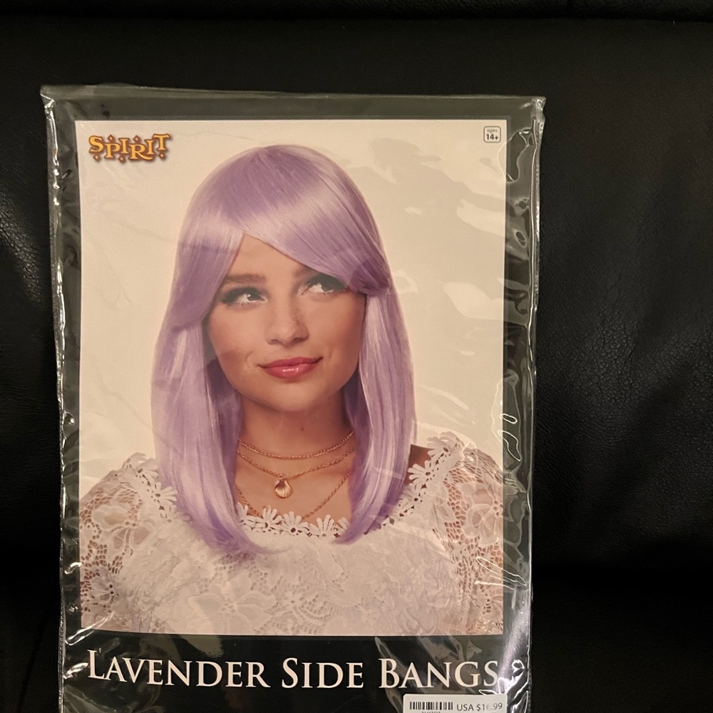 Lavender side bangs wig